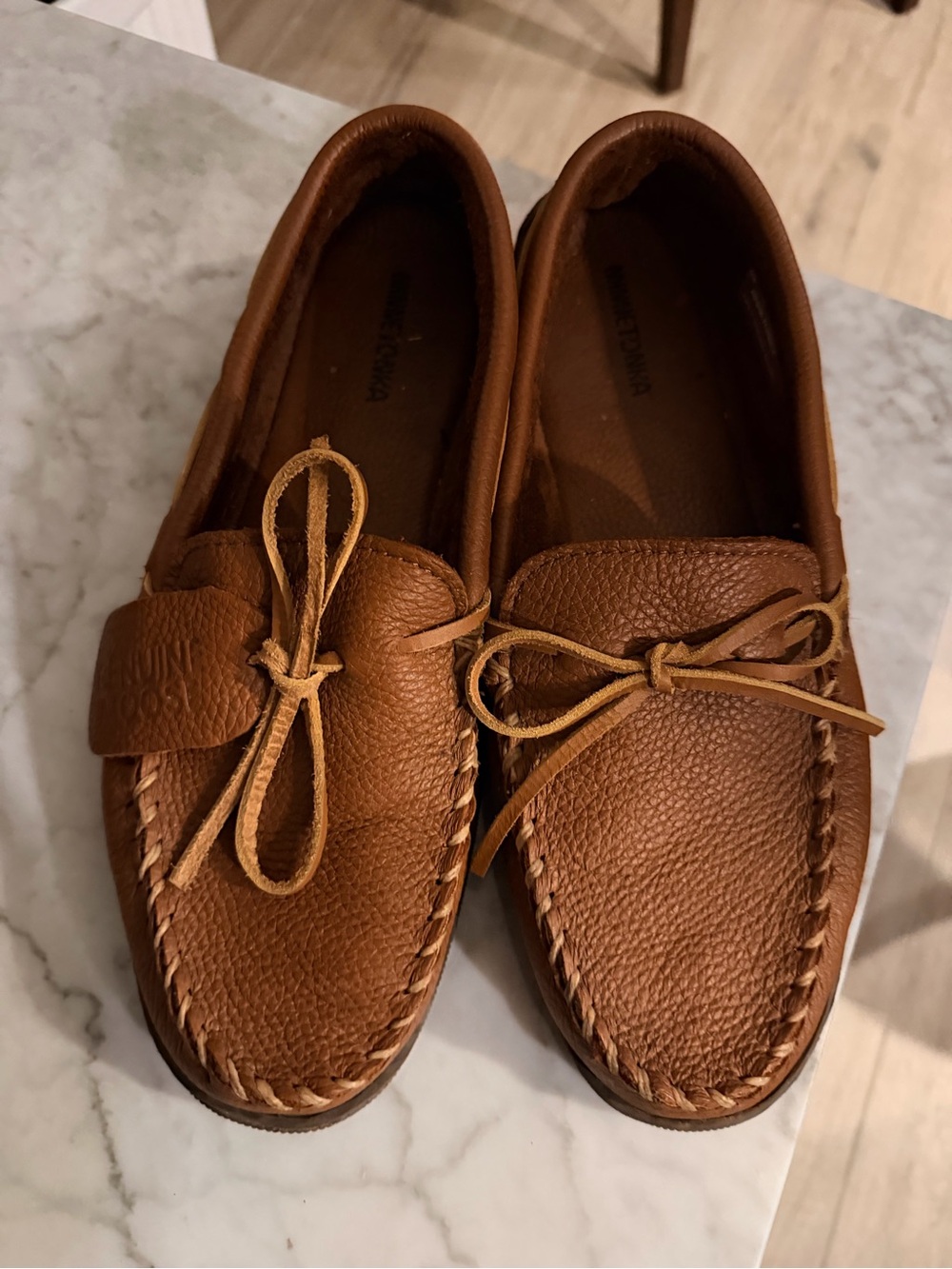 MINNETONKA Lux SZ 12 Men's Brown Leather Moccasin Driving Loafers